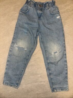 Zara light blue elastic-waist ripped kids jeans